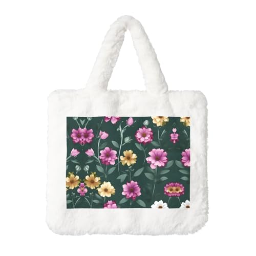 Schöne lila Blumen Plüsch Handtasche für Damen - Perfekt für Schlüssel, Lippenstift und mehr - Ideales Geschenk für Weihnachten, Valentinstag von SamLng