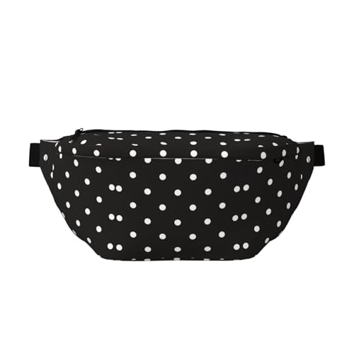 Schwarz-weiße gepunktete Bauchtasche Crossbody-Tasche – vielseitige Schultertasche für Damen und Herren mit Reißverschlusstaschen, ideal für Reisen, Laufen, Schwarz, Einheitsgröße Schwarz-weiße gepunktete Bauchtasche Crossbody-Tasche – vielseitige Schultertasche für Damen und Herren mit Reißverschlusstaschen, ideal für Reisen, Laufen, Schwarz, Einheitsgröße von SamLng