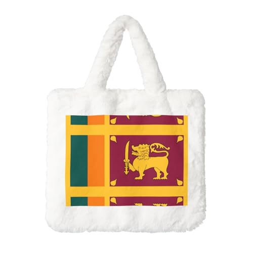Sri Lanka Flag Plüsch Handtasche - Perfekt für Herbst & Winter, Ideal als Münzbeutel, Ideales Geschenk für Weihnachten und Valentinstag, Weiß, Einheitsgröße von SamLng