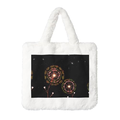 Starry Pusteblume Plüsch Handtasche für Frauen - Perfekt für Schlüssel, Lippenstift und mehr - Ideales Geschenk für Weihnachten, Valentinstag von SamLng