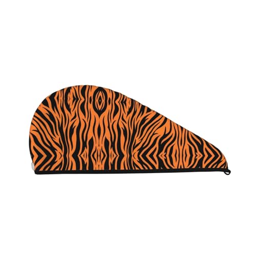 Tiger Stripes Orange Pattern Coral Velvet Dry Hair Cap for Women - Convenient for Home, Travel, and Pool Parties Perfectly Thoughtful von SamLng