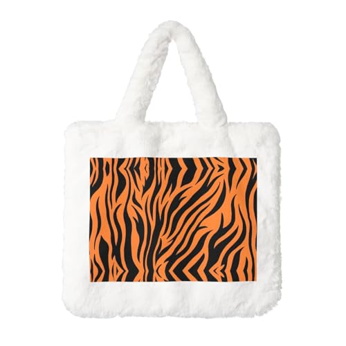 Tiger Stripes Orange Pattern Plush Handbag for Ladies - Large Coin Pouch, Wallet Purse and Velcro Accessory - Perfect Gift for Women, weiß, Einheitsgröße von SamLng
