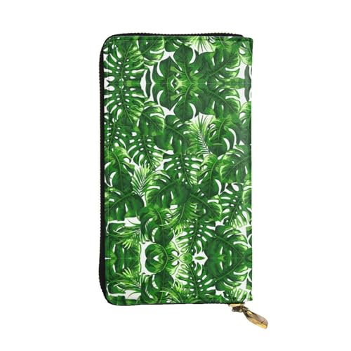 Vintage Monstera Deliciosa Banana Palm Print Leder Lange Clutch Geldbörse - Modische, personalisierte und langlebige Münztasche, Schwarz , Einheitsgröße von SamLng