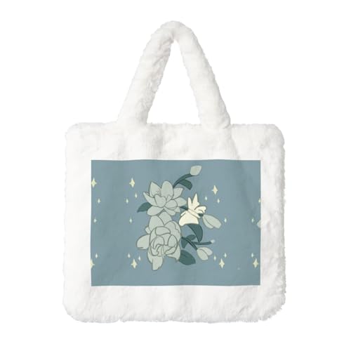 Weiße Bauhinia Plüsch-Handtasche für Damen, perfekt für Schlüssel, Lippenstift und mehr, ideales Geschenk für Weihnachten, Valentinstag von SamLng