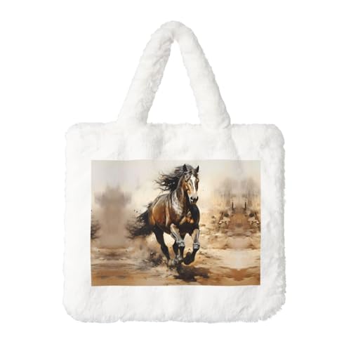Western Horse Plüsch Handtasche - Perfekt für Herbst & Winter, Ideal als Münzbeutel Ideales Geschenk für Weihnachten und Valentinstag von SamLng