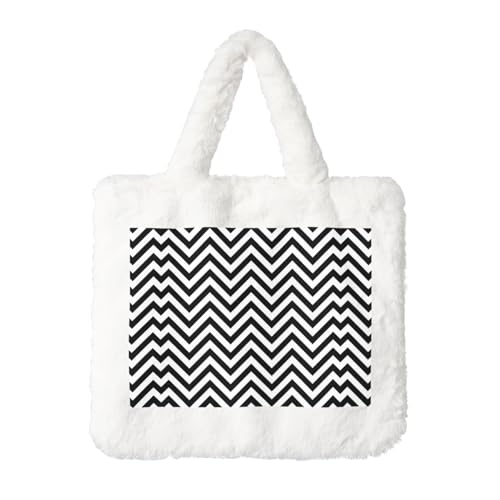 Zickzack-Streifen Plüsch Handtasche Damen Große Münztasche Geldbörse Geldbörse Klettverschluss Zubehör Perfektes Geschenk für Frauen, weiß, Einheitsgröße Zickzack-Streifen Plüsch Handtasche Damen Große Münztasche Geldbörse Geldbörse Klettverschluss Zubehör Perfektes Geschenk für Frauen, weiß, Einheitsgröße von SamLng