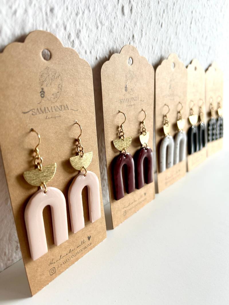 Bogen Ohrringe | Lorelai Bogenform Mit Halbkreis Vergoldet Statement-Ohrringe Hängend Ohrhaken Gold Handgefertigt von SamMandaDesigns