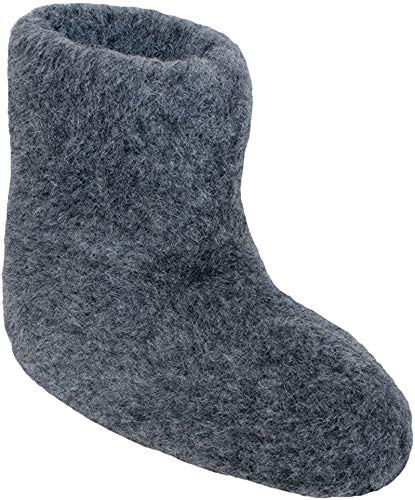 SamWo, 100% Reine Schafwolle Hausschuhe Wollhausschuhe Fußwärmer Hüttenschuhe Stiefel Graphit Premium, FW 37-38 gr Pr von SamWo