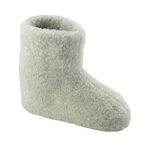 SamWo, 100% Reine Schafwolle Hausschuhe Wollhausschuhe Fußwärmer Hüttenschuhe Stiefel hellgrau Premium, FW 49-50 HGR Pr von SamWo