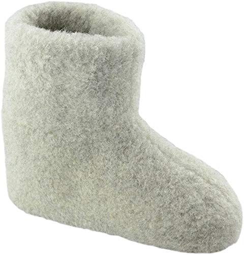 SamWo, 100% Reine Schafwolle Hausschuhe Wollhausschuhe Fußwärmer Hüttenschuhe Stiefel hellgrau Premium, FW 49-50 HGR Pr von SamWo