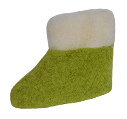 SamWo, 100% Reine Schafwolle Kinder Hausschuhe Wollhausschuhe Fußwärmer Hüttenschuhe Stiefel, KFW 25-26 Green PEA von SamWo