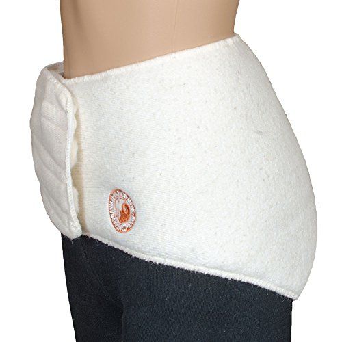 SamWo, Nierenwärmer 100% Merinowolle, elastisch mit Haken und Schlaufe, bei 30 Grad waschbar, XL, Naturweiß, Frauen, Winter, Wärmer von SamWo