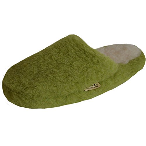 SamWo, Schafwoll-Wohlfühl-Hausschuhe/Pantoffeln, weiche rutschfeste Sohle,100% Schafwolle Green PEA, SWH 37-38 PEA von SamWo