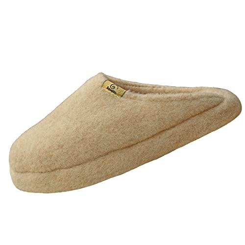 SamWo, Schafwoll-Wohlfühl-Hausschuhe/Pantoffeln,weiche rutschfeste Sohle,100% Schafwolle, SWH felt (37-38 EU, caramel, numeric_37) von SamWo