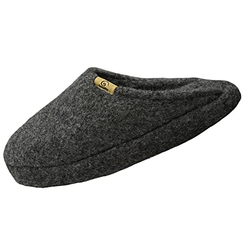 SamWo, Schafwoll-Wohlfühl-Hausschuhe/Pantoffeln,weiche rutschfeste Sohle,100% Schafwolle, SWH felt (43-44 EU, anthrazit, numeric_43) von SamWo