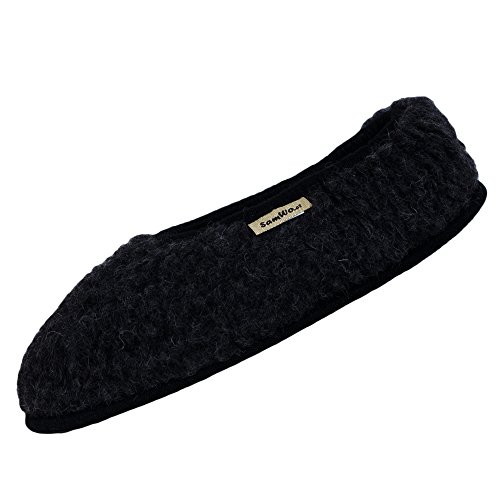 SamWo, Schafwoll-Wohlfühl Hausschuhe Unisex,weiche rutschfeste Sohle,100% Schafwolle Ballerinas (47-48, schwarz) von SamWo