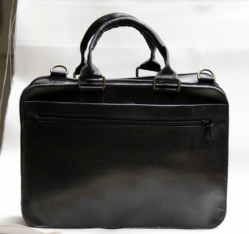 Handgefertigte Leder Doppel-Reißverschluss-Aktentasche - Doppel-Reißverschluss-Binder Karabiner Abnehmbarer Gürtel Für Macbook 13" von SamakLeder