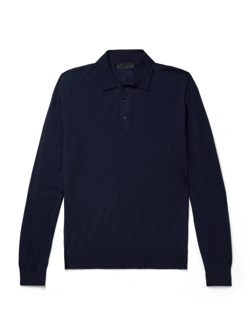 Saman Amel - Elo Slim-Fit Cashmere and Silk-Blend Polo Shirt - Men - Blue - IT 48 von Saman Amel