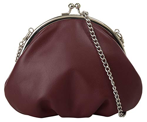 Samantha Look Abendtasche Echt Leder bordeaux Damen Innentasche(n), Schultergurt abnehmbar von Samantha Look