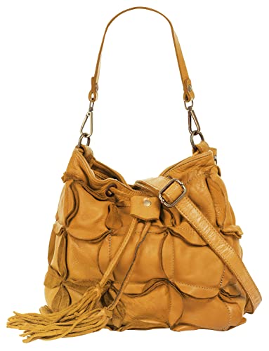 Samantha Look Handtasche Echt Leder Damen | Made in Italy, Vintage Schultertasche mit Falzmuster, Umhängetasche mit Smartphonefach | 021325 von Samantha Look