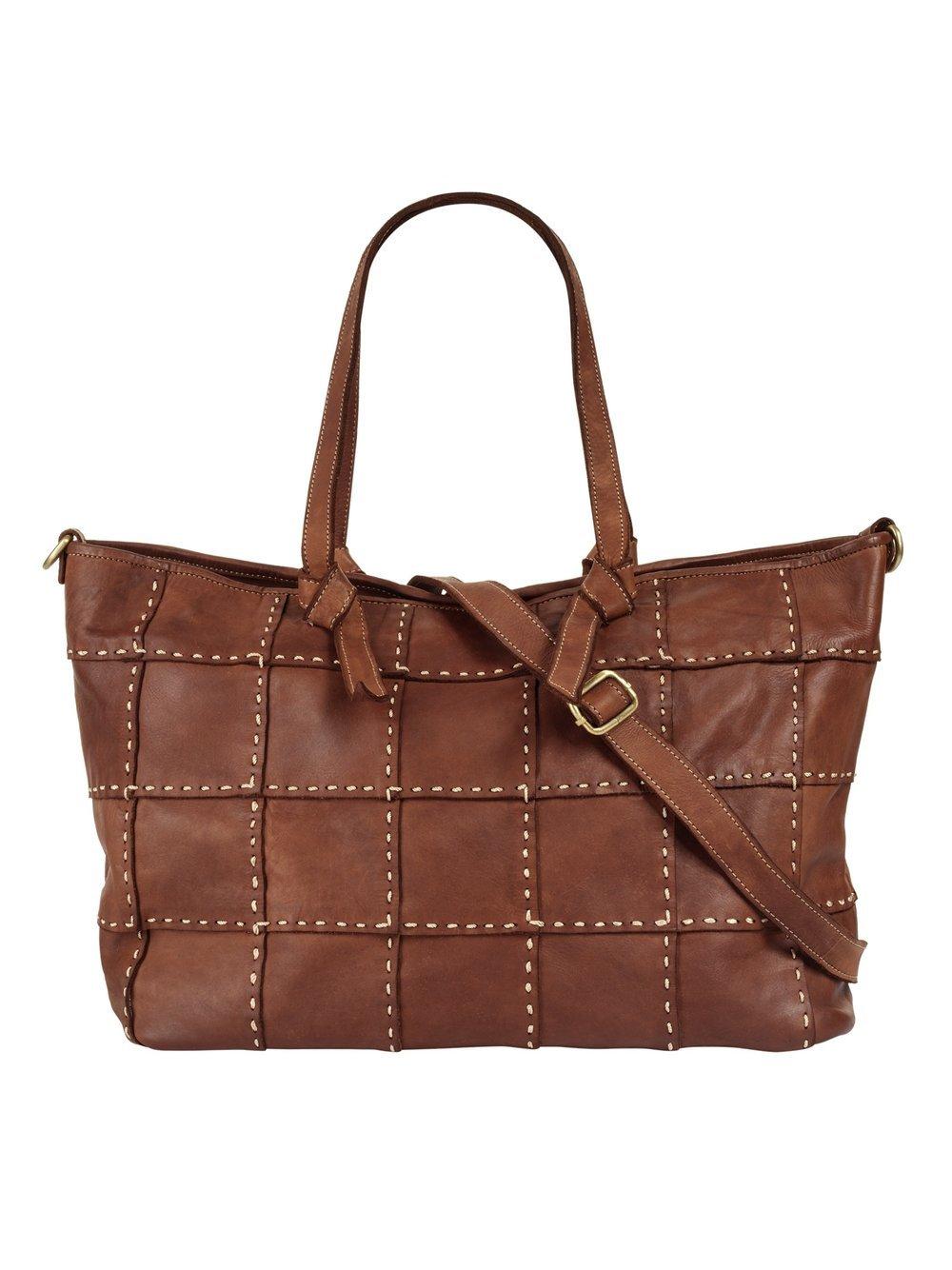 Samantha Look Shopper Damen Leder kariert, cognac von Samantha Look