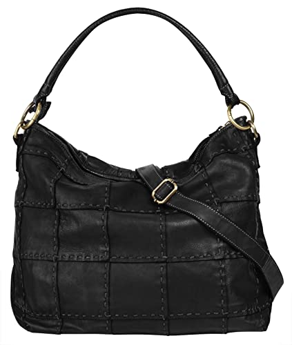 Samantha Look Shopper Echt Leder Damen | Made in Italy, Schultertasche in Patchwork-Optik, geräumige Umhängetasche mit Sattlernähten | 021778 von Samantha Look