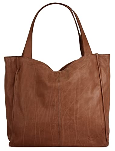 Samantha Look Shopper Echt Leder Damen | Made in Italy, Business Tasche A4-geeignet, Vintage Schultertasche gewaschen | 021379 von Samantha Look