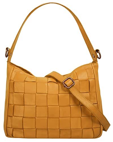 Samantha Look Umhängetasche echt Leder Damen | Made in Italy, Handtasche in Flechtoptik, Schultertasche mit Smartphonefach | 021417 von Samantha Look