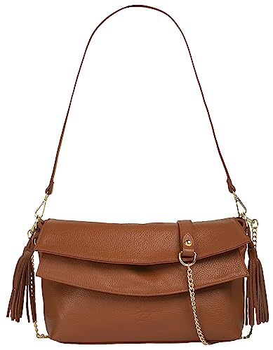 Samantha Look Umhängetasche echt Leder Damen | Made in Italy, geräumige Handtasche mit Schultergurt & Tragehenkel | 021414 von Samantha Look