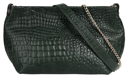 Samantha Look Umhängetasche Echt Leder Damen | Made in Italy, geräumige Umhängetasche, Krokodiloptik grün | 021929 Samantha Look Umhängetasche Echt Leder Damen | Made in Italy, geräumige Umhängetasche, Krokodiloptik grün | 021929 von Samantha Look