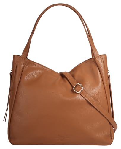 Samantha Look Umhängetasche echt Leder Damen | Made in Italy, moderne Schultertasche, geräumiger Shopper mit Schultergurt aus Leder | 022170 von Samantha Look