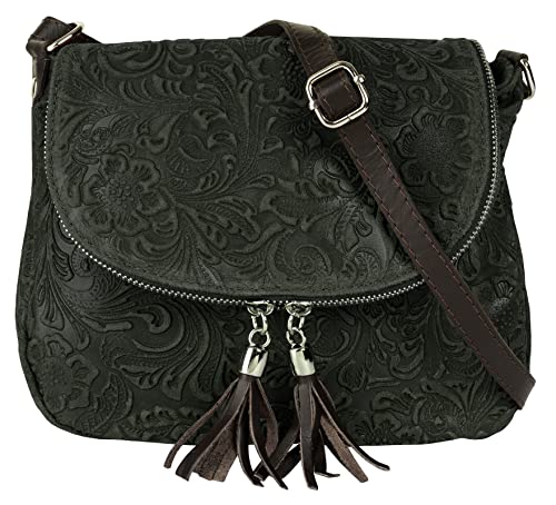 Samantha Look Umhängetasche echt Leder Damen | Made in Italy | elegante Citytasche | Designertasche mit verstecktem Fach | 021687 von Samantha Look
