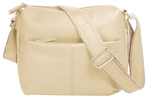 Samantha Look Umhängetasche beige echt Leder Damen - 021209 von Samantha Look