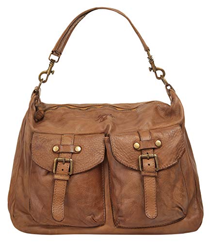 Samantha Look Umhängetasche echt Leder Damen | Made in Italy, Softes Leder mit Vordertaschen und abnehmbarem Tragehenkel, modische Handtasche | 020234 von Samantha Look