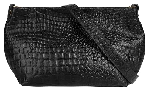 Samantha Look Umhängetasche echt Leder Damen | Made in Italy, geräumige Umhängetasche, Krokodiloptik | 021929 von Samantha Look
