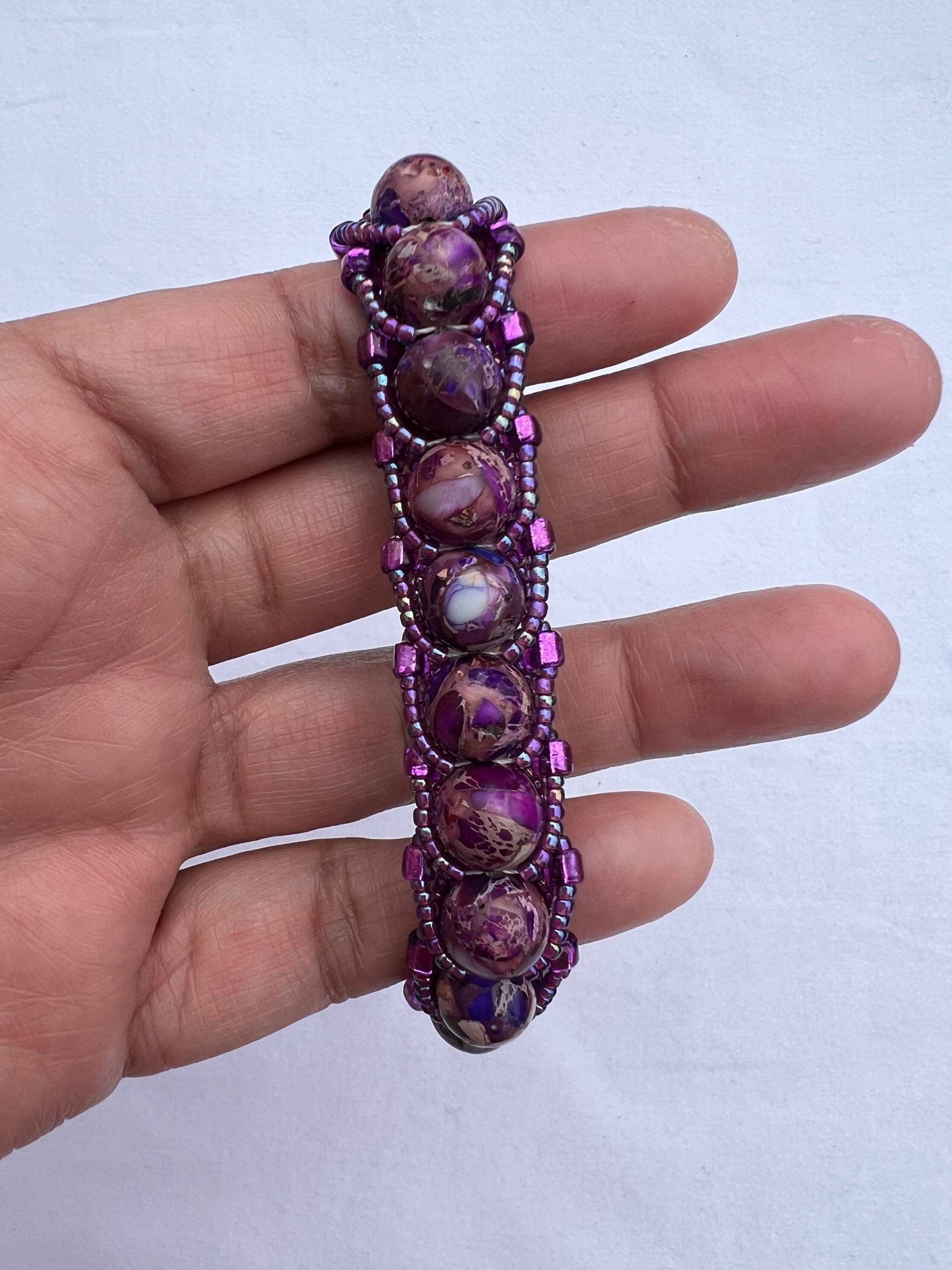 Flache Spiralbindung Perlenarmband, Gewebtes Armband, Perlenarmband von SamanthaJacobsArt