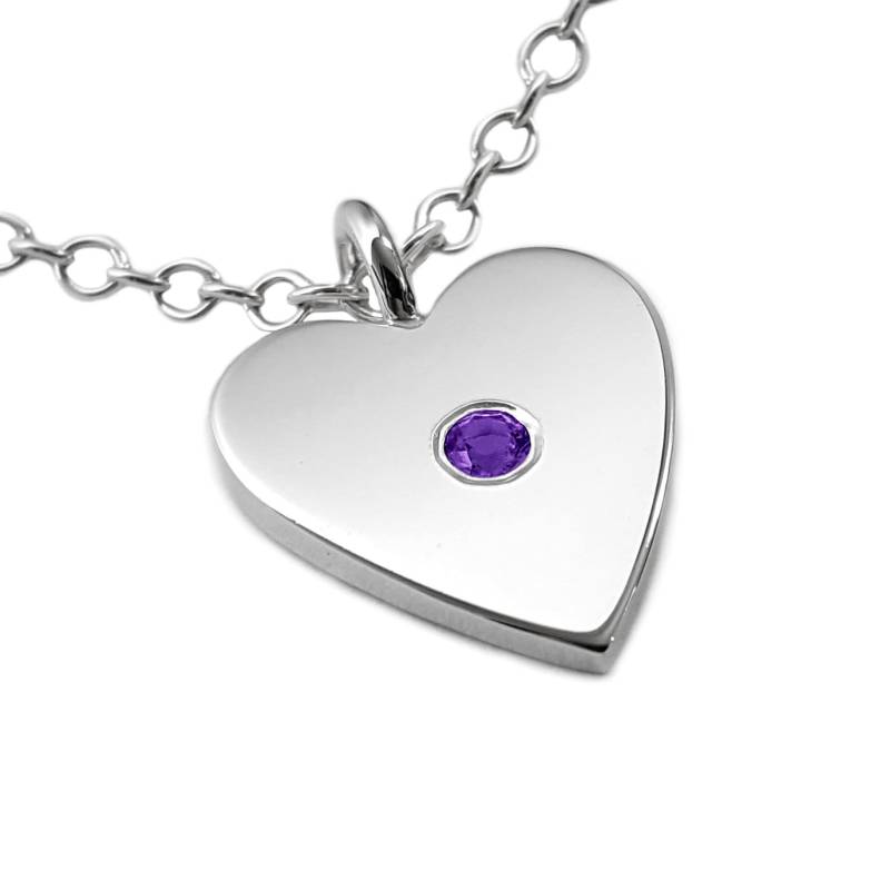 Amethyst Herz Halskette Anhänger in Sterling Silber - Halskette, Anhänger von SamaritanJewelers