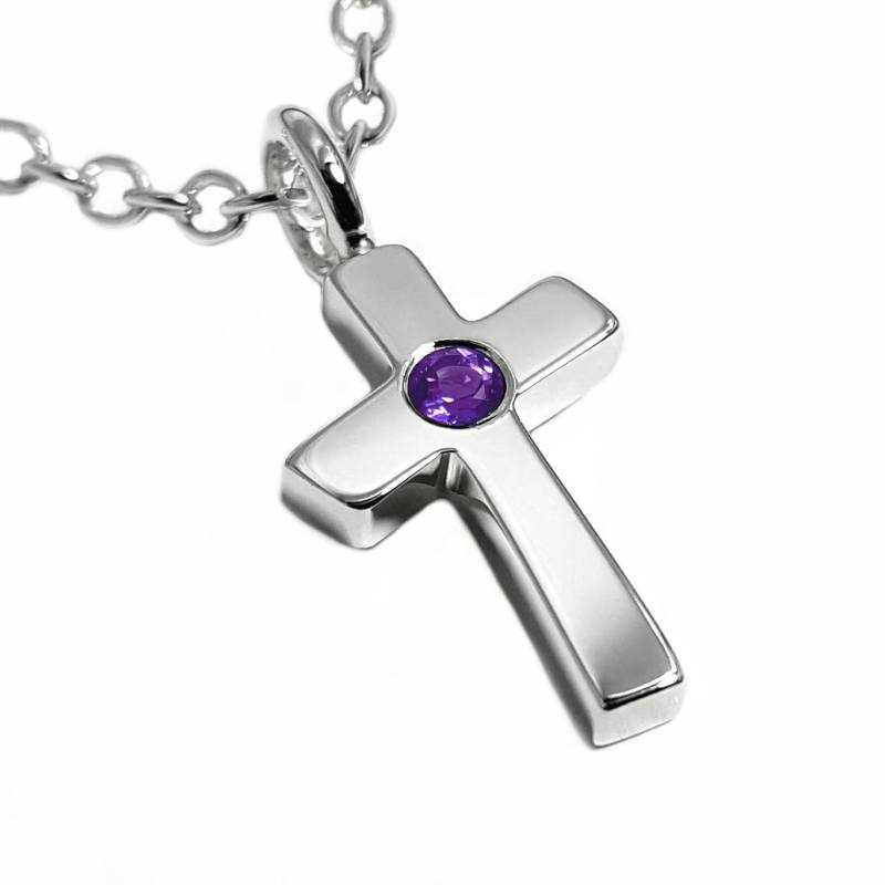 Amethyst Kreuz Halskette Anhänger in Sterling Silber - Halskette von SamaritanJewelers