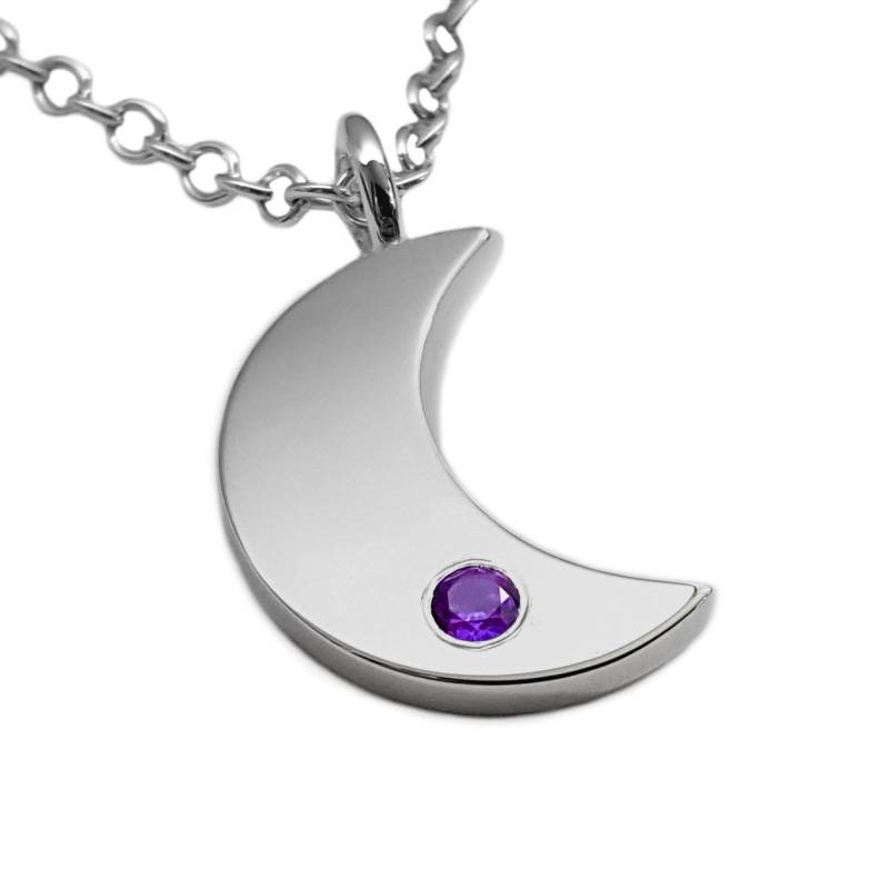 Amethyst Mond Halskette Anhänger in Sterling Silber - Mond, Halskette von SamaritanJewelers