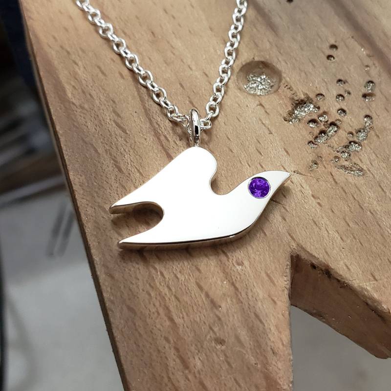Amethyst Taube Halskette Anhänger in Sterling Silber - Sterlng Halskette, Anhänger von SamaritanJewelers