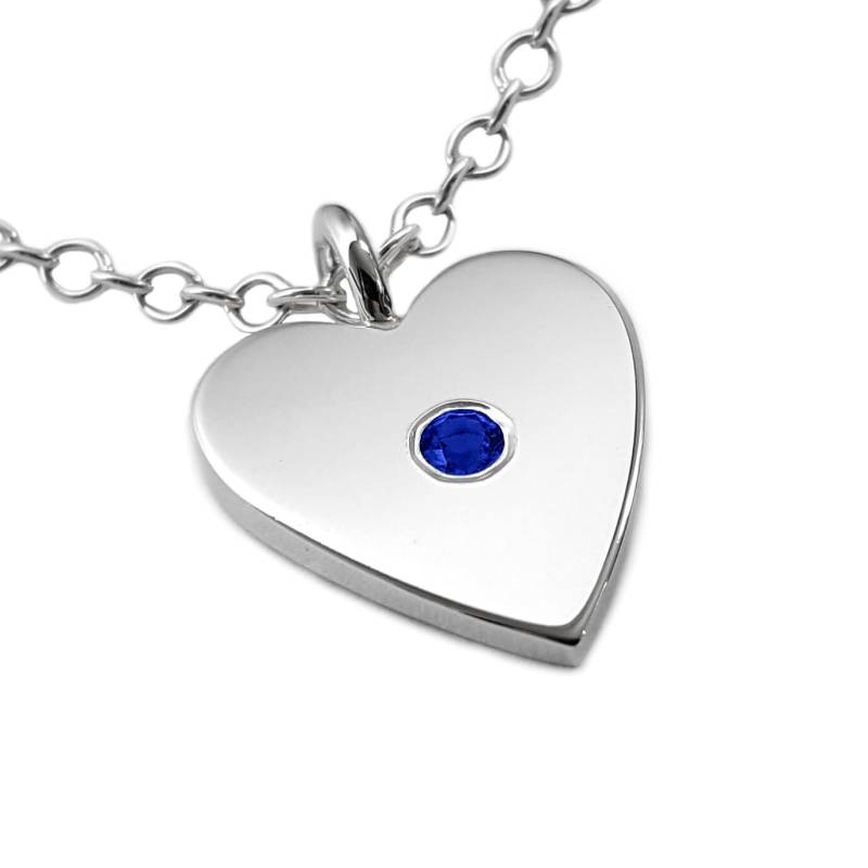 Blauer Saphir Herz Anhänger - Sterling Silber Halskette, Anhänger von SamaritanJewelers