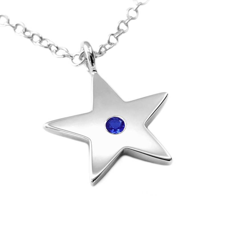 Blauer Saphir Stern Halskette Anhänger in Sterling Silber - Halskette, Anhänger von SamaritanJewelers