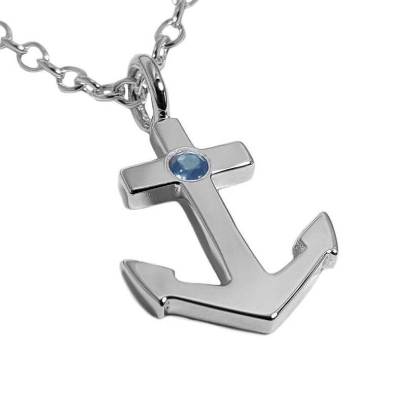 Blauer Topas Anker Halskette Anhänger in Sterling Silber - Halskette, Anhänger von SamaritanJewelers