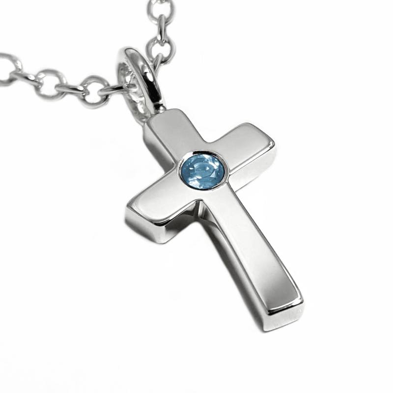 Blauer Topas Kreuz Halskette Anhänger Sterling Silber - Halskette, Topaz Anhänger, Blaues von SamaritanJewelers
