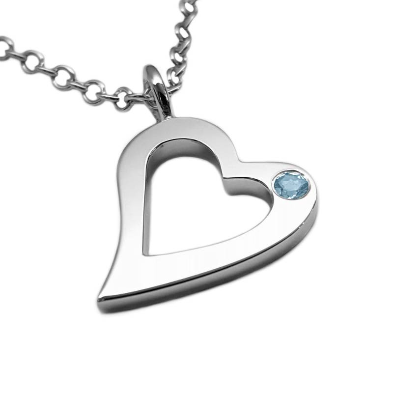 Blauer Topas Offener Herz Halskette Anhänger in Sterling Silber - Halskette, Blaue von SamaritanJewelers