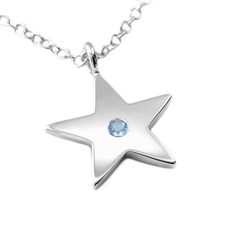 Blauer Topas Stern Halskette Anhänger in Sterling Silber - Halskette, Anhänger, Blautopas von SamaritanJewelers