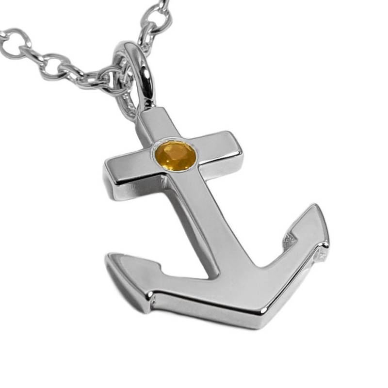 Citrin Anker Halskette Anhänger in Sterling Silber - Halskette, Anhänger von SamaritanJewelers