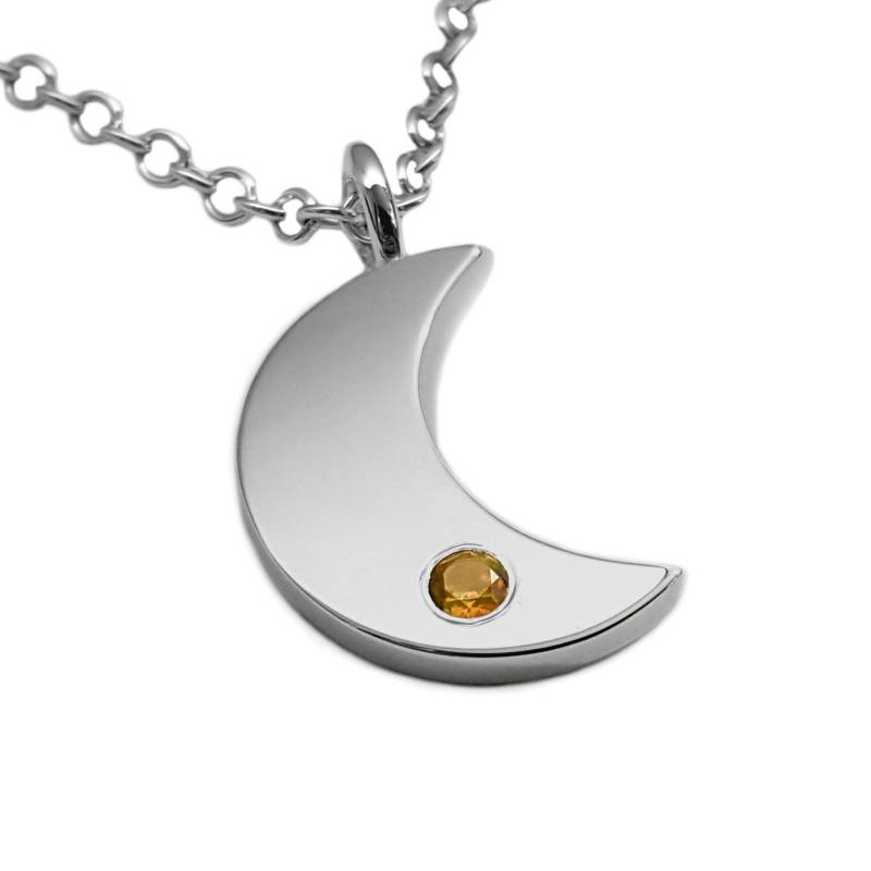 Citrin Mond Halskette Anhänger in Sterling Silber - Halskette von SamaritanJewelers