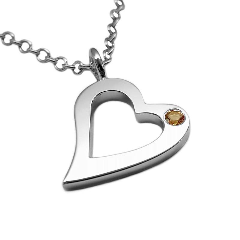 Citrin Offene Herz Halskette Anhänger in Sterling Silber - Halskette von SamaritanJewelers