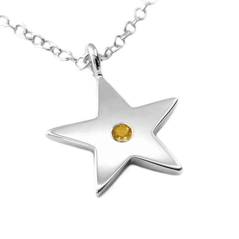 Citrin Stern Halskette Anhänger in Sterling Silber - Halskette, Anhänger von SamaritanJewelers